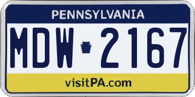PA license plate MDW2167