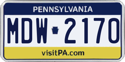 PA license plate MDW2170
