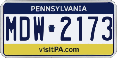 PA license plate MDW2173