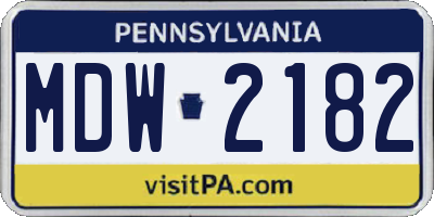 PA license plate MDW2182