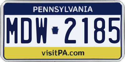 PA license plate MDW2185
