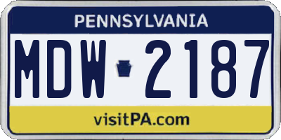 PA license plate MDW2187