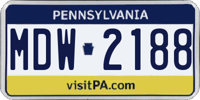 PA license plate MDW2188