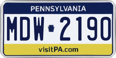PA license plate MDW2190