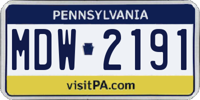 PA license plate MDW2191