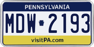 PA license plate MDW2193