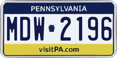 PA license plate MDW2196
