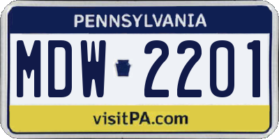 PA license plate MDW2201