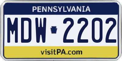 PA license plate MDW2202