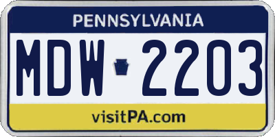 PA license plate MDW2203