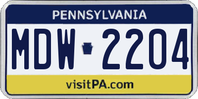 PA license plate MDW2204