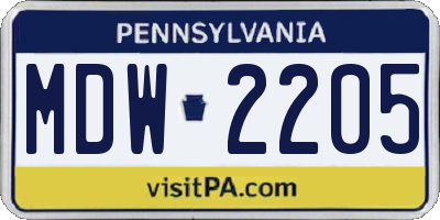 PA license plate MDW2205