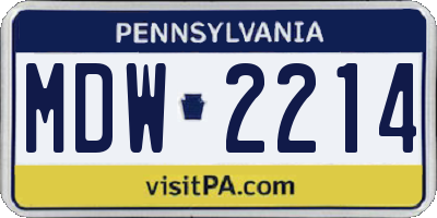 PA license plate MDW2214