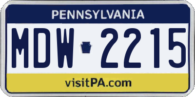 PA license plate MDW2215