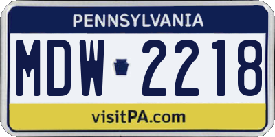 PA license plate MDW2218