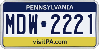 PA license plate MDW2221
