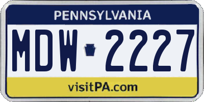 PA license plate MDW2227