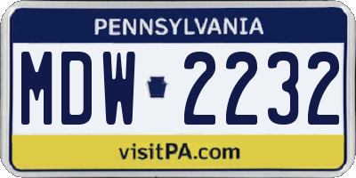 PA license plate MDW2232