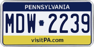 PA license plate MDW2239