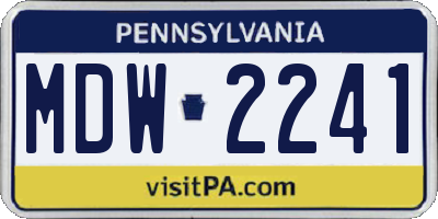 PA license plate MDW2241