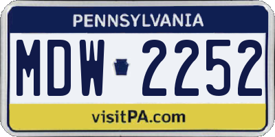 PA license plate MDW2252
