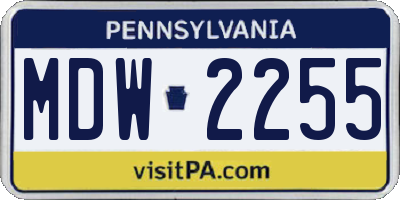 PA license plate MDW2255