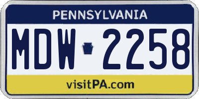 PA license plate MDW2258