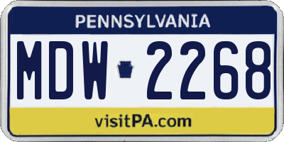 PA license plate MDW2268