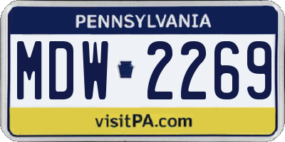 PA license plate MDW2269