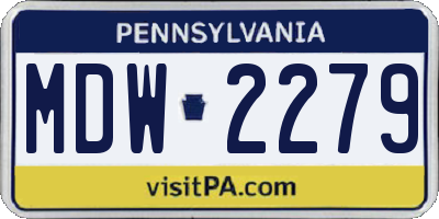 PA license plate MDW2279