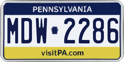 PA license plate MDW2286