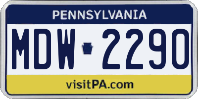 PA license plate MDW2290
