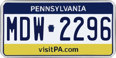 PA license plate MDW2296