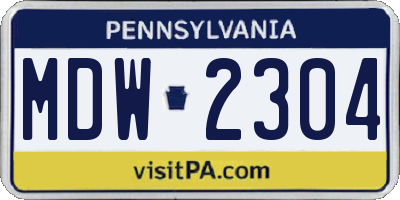 PA license plate MDW2304