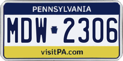 PA license plate MDW2306