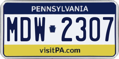 PA license plate MDW2307