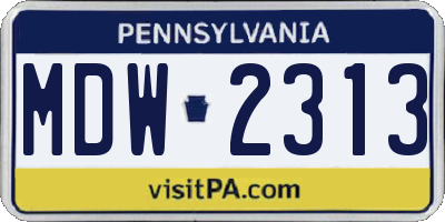 PA license plate MDW2313