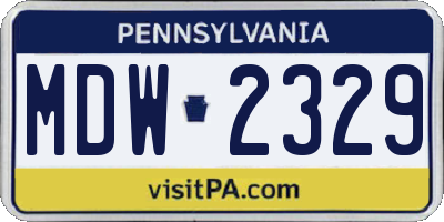 PA license plate MDW2329