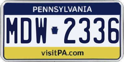 PA license plate MDW2336