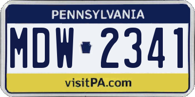 PA license plate MDW2341