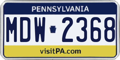 PA license plate MDW2368