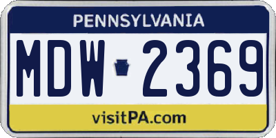 PA license plate MDW2369