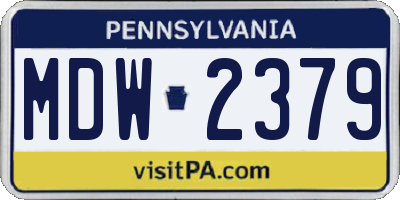 PA license plate MDW2379