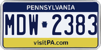 PA license plate MDW2383
