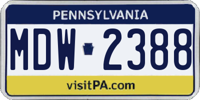 PA license plate MDW2388