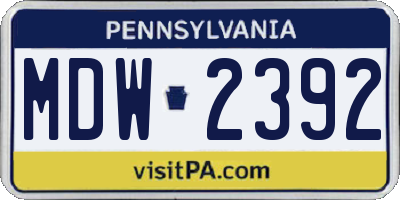 PA license plate MDW2392