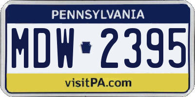 PA license plate MDW2395