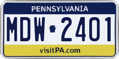PA license plate MDW2401