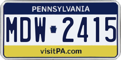 PA license plate MDW2415