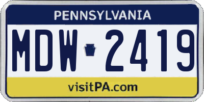 PA license plate MDW2419
